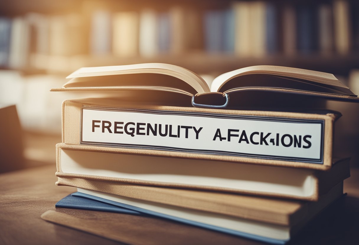 A stack of construction course books with a "Frequently Asked Questions" banner